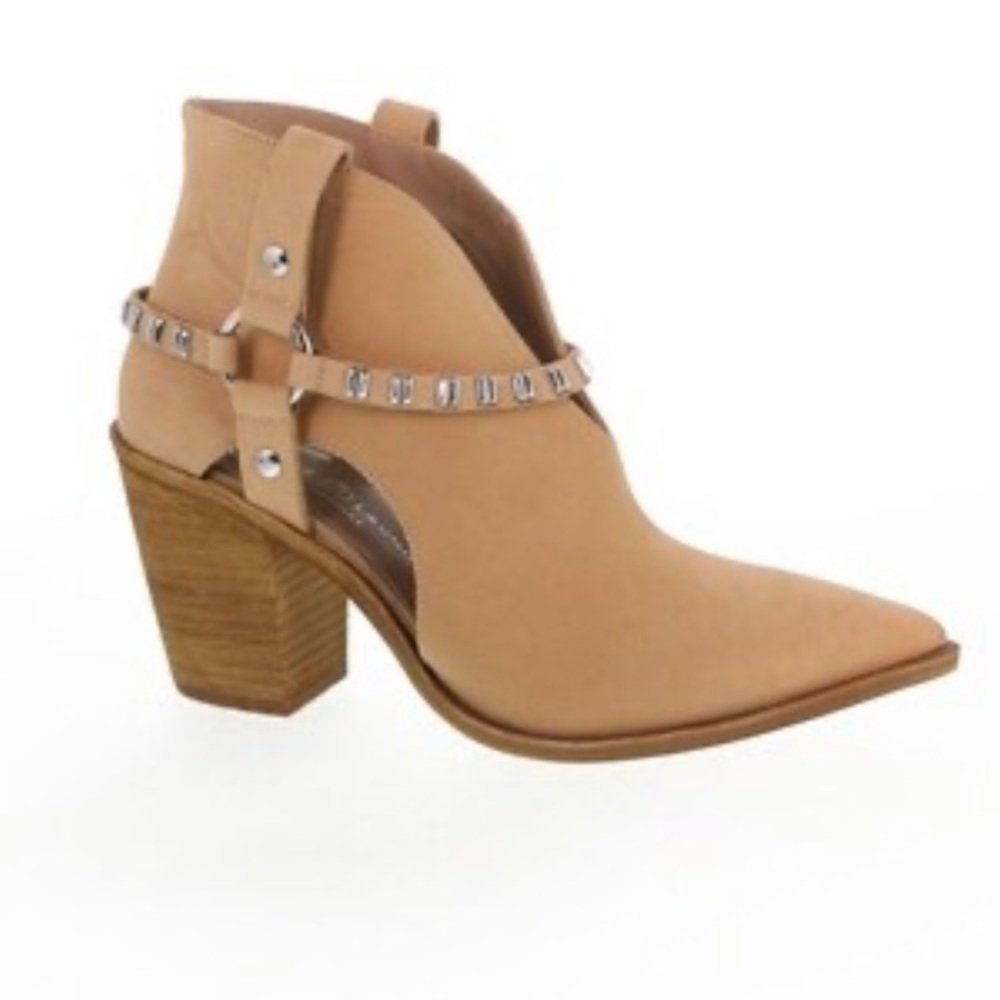 Chinese Laundry Tan Cutout Ankle Boot with Studded Strap